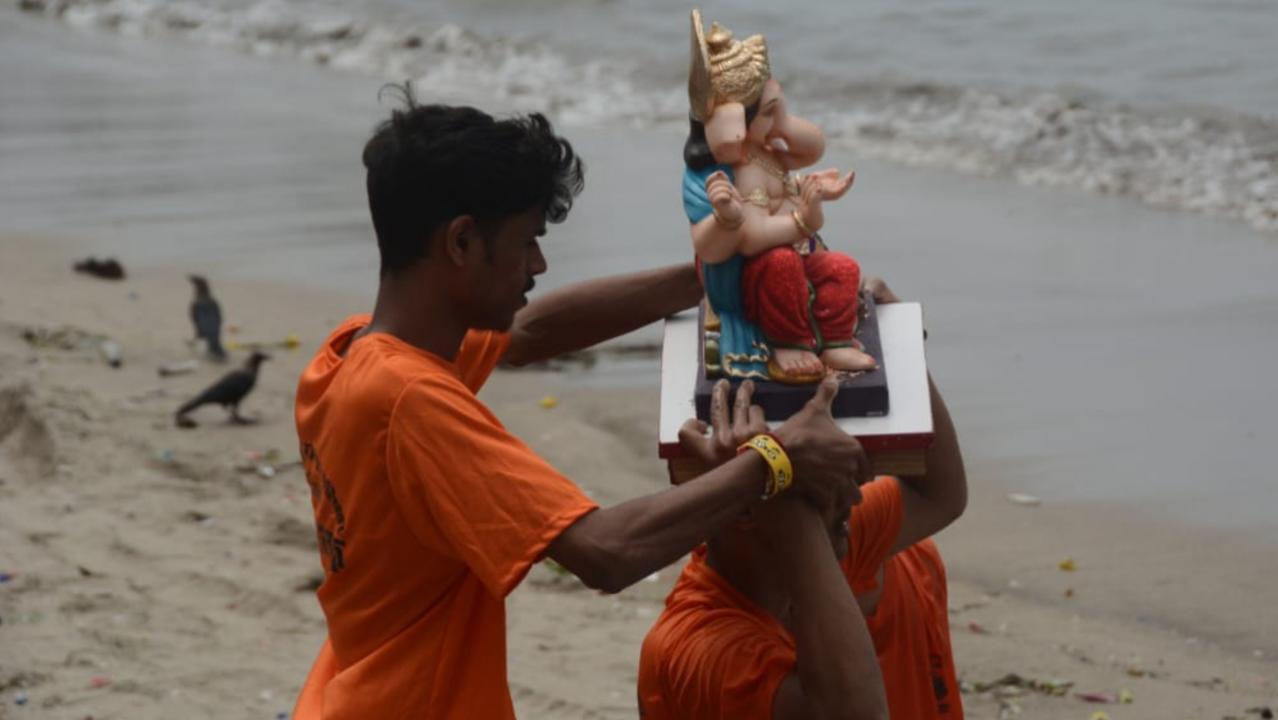 Ganesh idols more than 60,000 were immersed in Mumbai on the second day of the ten-day festival which started on August 31, the civic body said on Friday